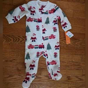 Carter's Festive Santa and Train Footie Pajamas - Red and Green